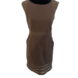 BCBG SZ 8‎ Brown Body Con Shift/ Cocktail Dress | Cap Sleeves + Mesh Cutouts